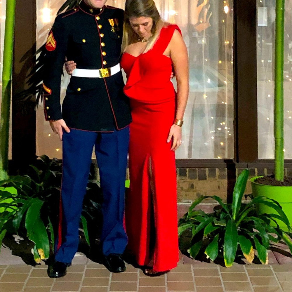 Long red formal gown